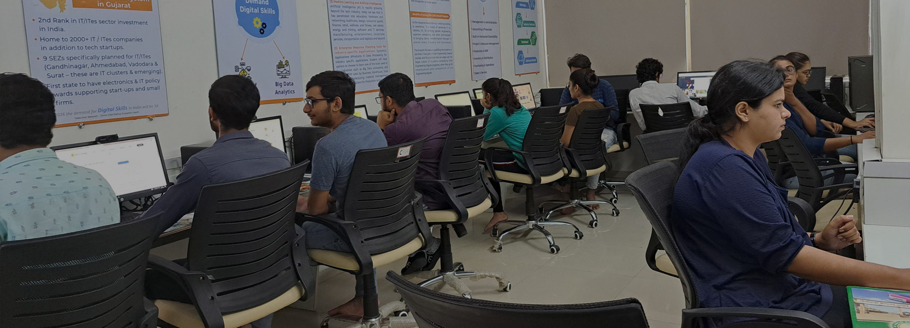 Students attending a lab session at one of the Centres of Excellence in Gujarat
